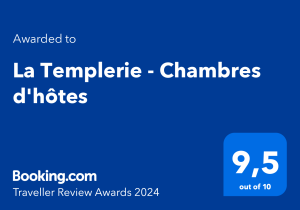 La Templerie - 9.5 sur 10 sur Booking.com - Traveller Review Award 2024