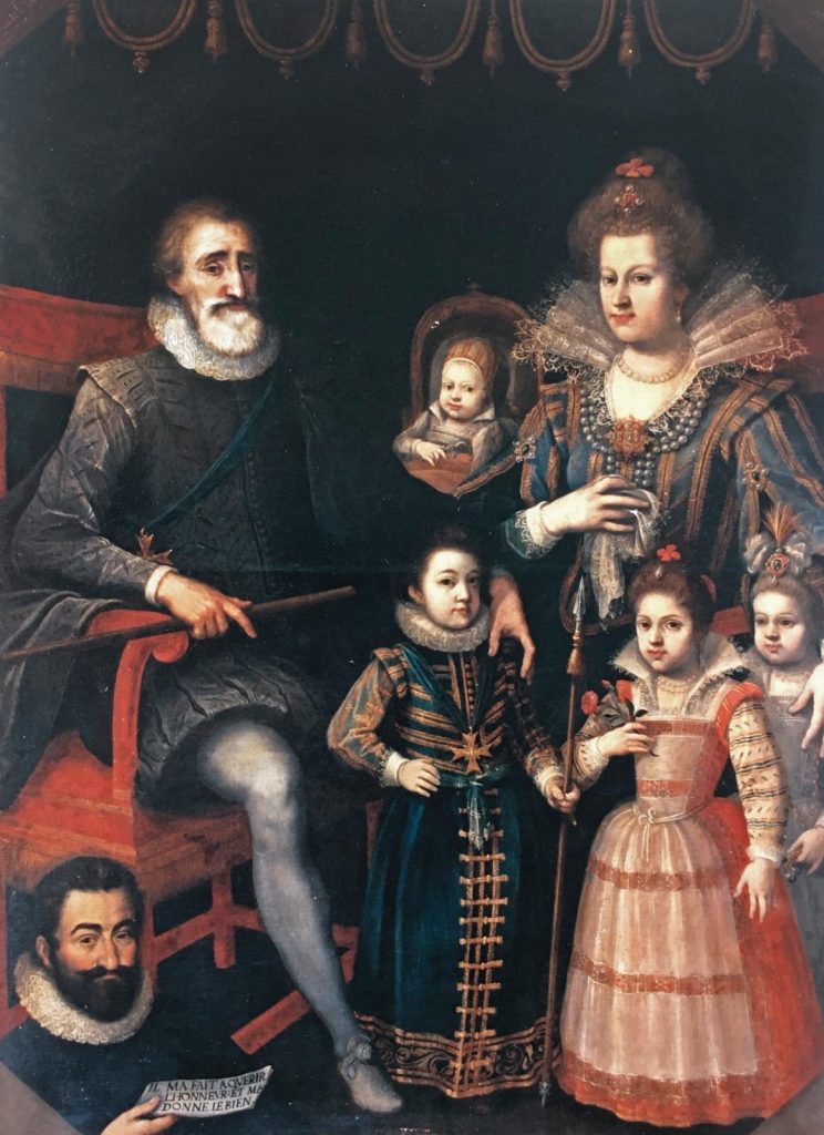 Henri IV et la reine Marie de Médicis devant leurs enfants avec le marquis Guillaume Fouquet de La Varenne, toile,